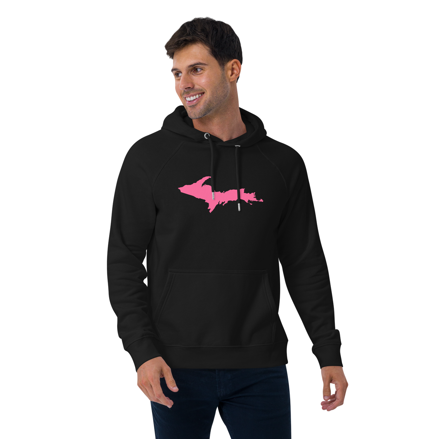 Michigan Upper Peninsula Hoodie (w/ Pink UP Outline) | Unisex Organic