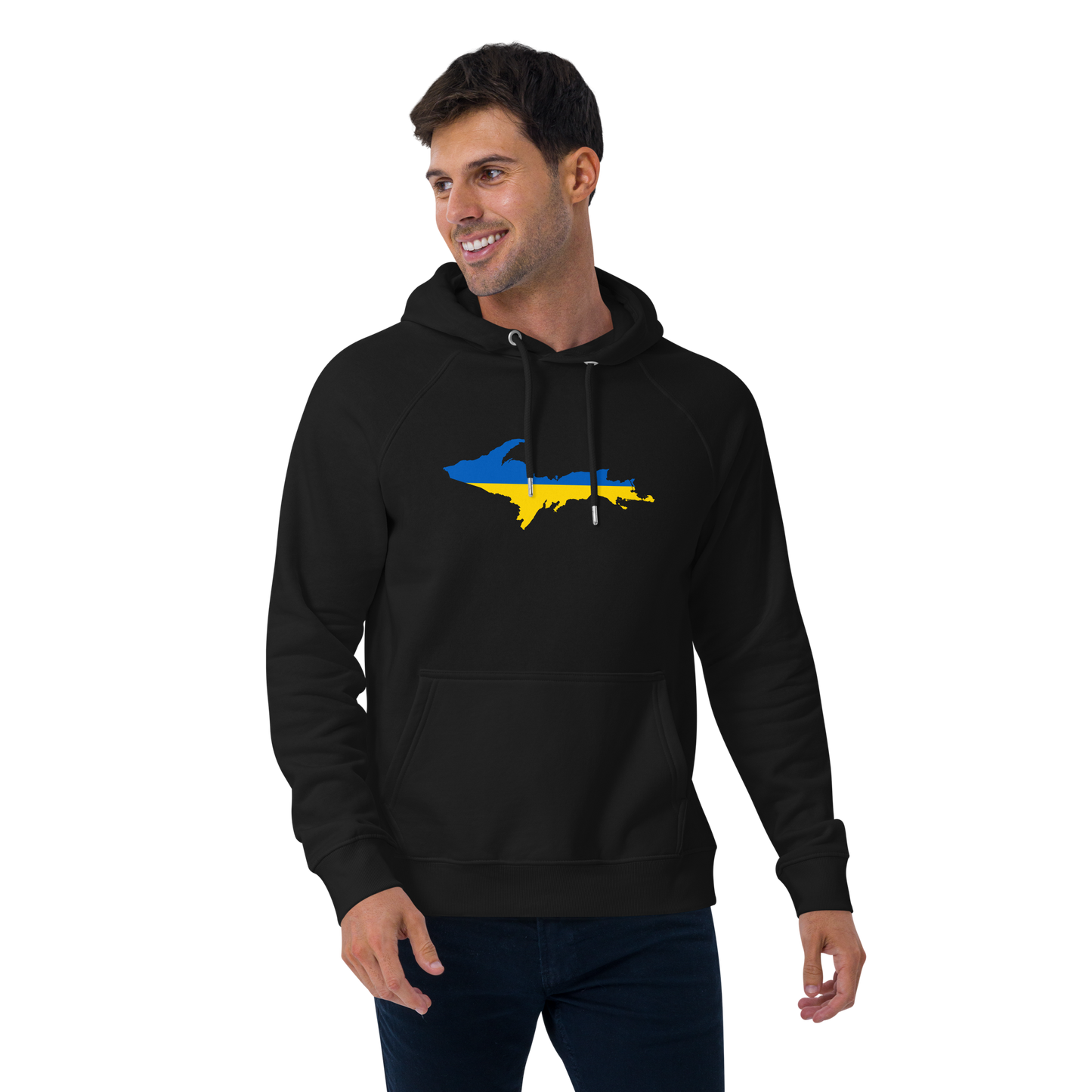 Michigan Upper Peninsula Hoodie (w/ UP Ukraine Flag Outline) | Unisex Organic