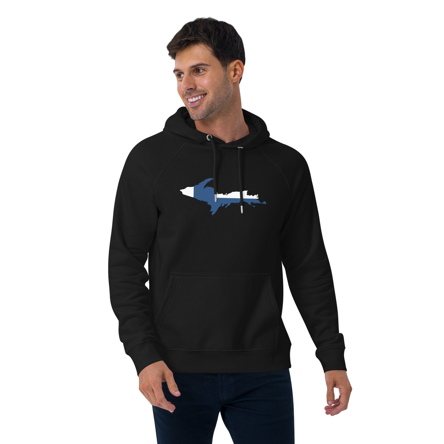 Michigan Upper Peninsula Hoodie (w/ UP Finland Flag Outline) | Unisex Organic