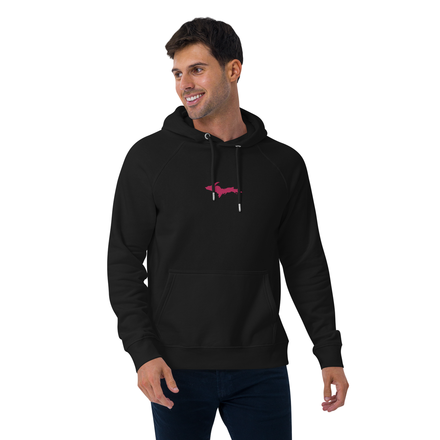 Michigan Upper Peninsula Hoodie (w/ Embroidered Pink UP Outline) | Unisex Organic