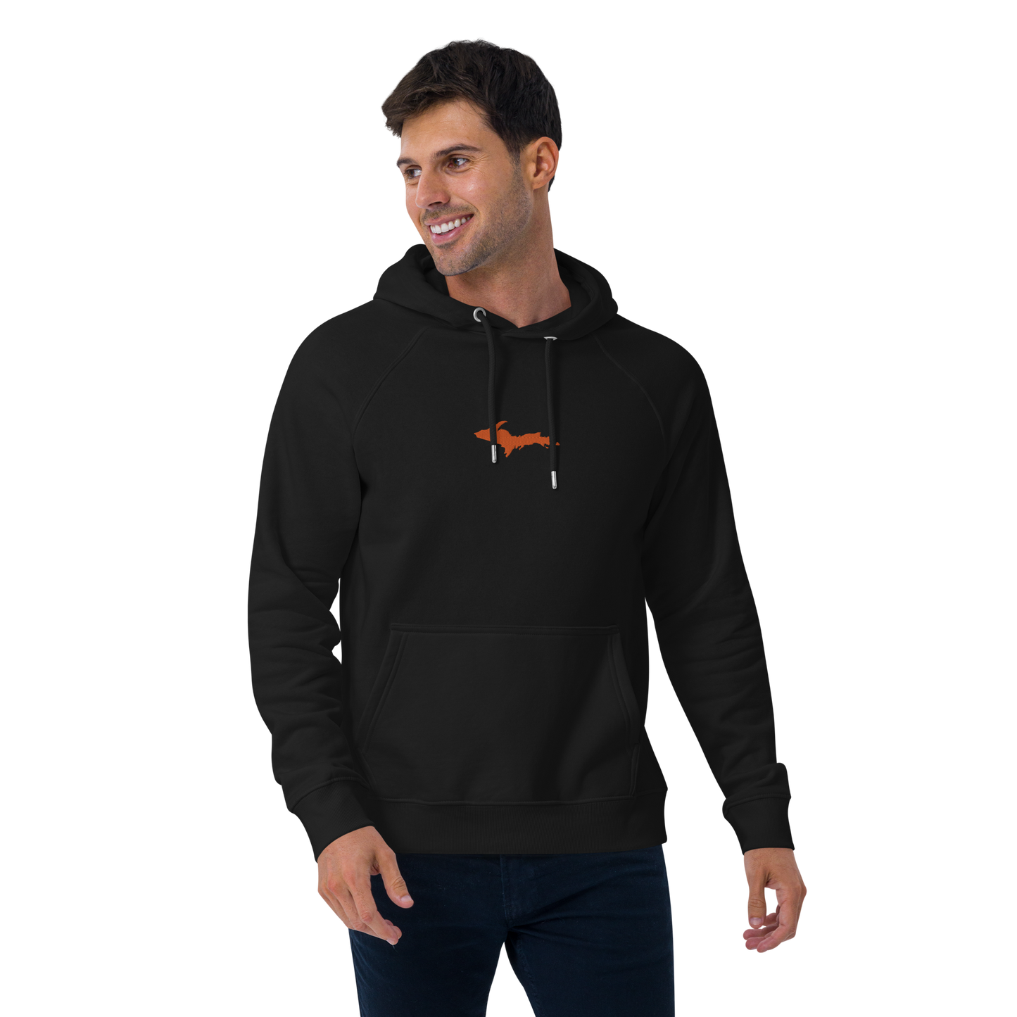 Michigan Upper Peninsula Hoodie (w/ Embroidered Orange UP Outline) | Unisex Organic