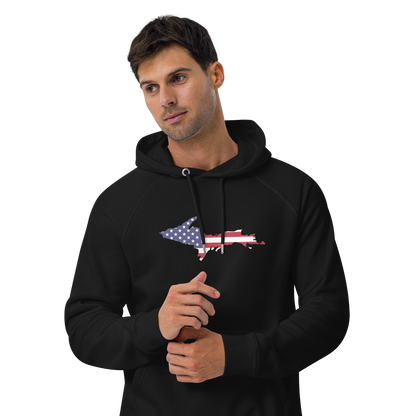 Michigan Upper Peninsula Hoodie (w/ MI USA Flag Outline) | Unisex Organic