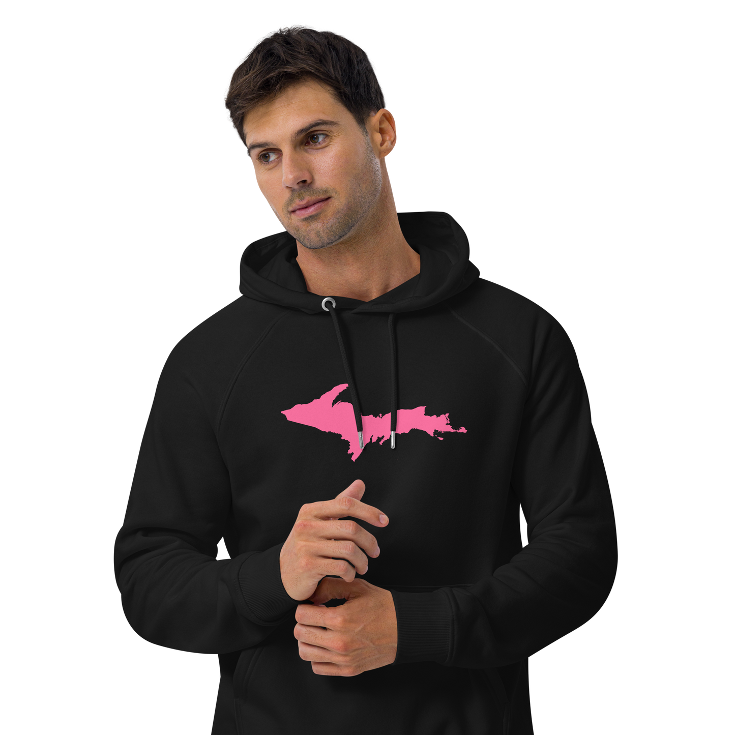 Michigan Upper Peninsula Hoodie (w/ Pink UP Outline) | Unisex Organic