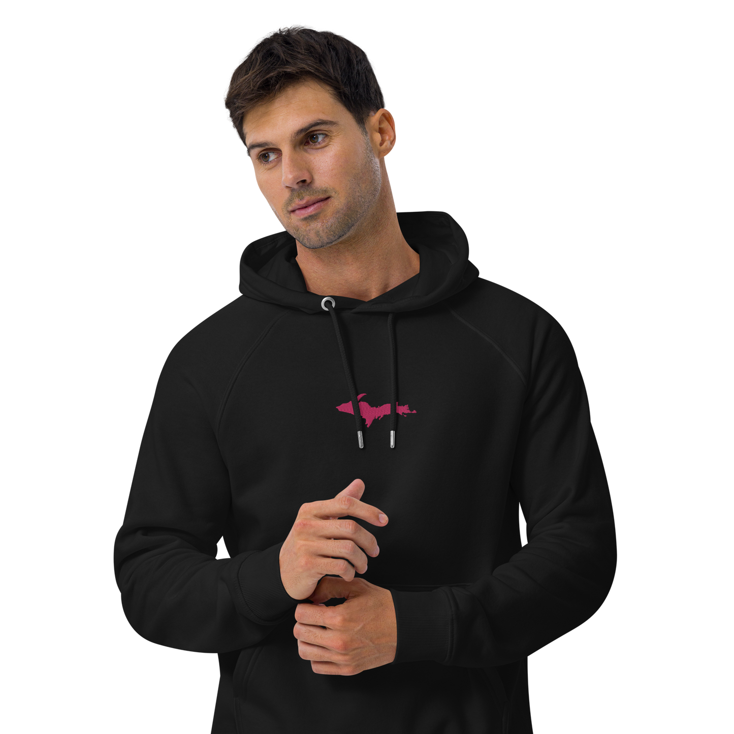 Michigan Upper Peninsula Hoodie (w/ Embroidered Pink UP Outline) | Unisex Organic