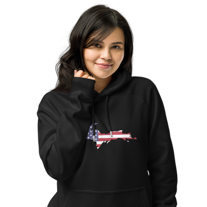 Michigan Upper Peninsula Hoodie (w/ MI USA Flag Outline) | Unisex Organic