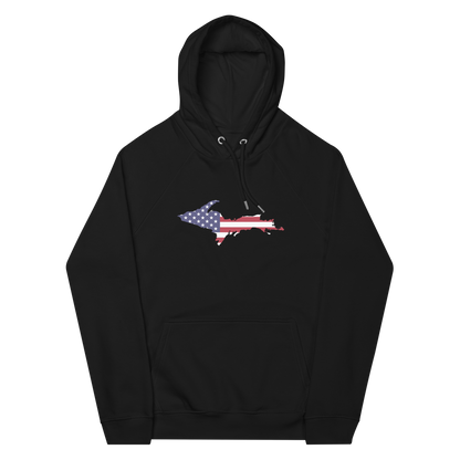 Michigan Upper Peninsula Hoodie (w/ MI USA Flag Outline) | Unisex Organic