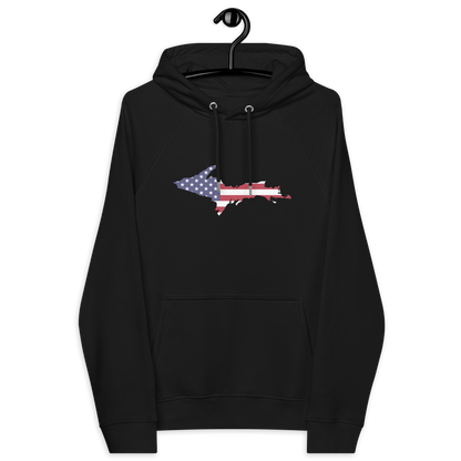 Michigan Upper Peninsula Hoodie (w/ MI USA Flag Outline) | Unisex Organic