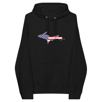 Michigan Upper Peninsula Hoodie (w/ MI USA Flag Outline) | Unisex Organic