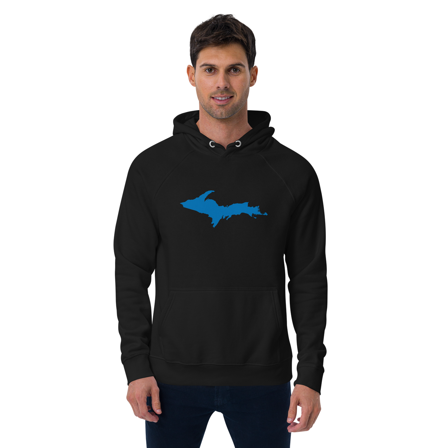 Michigan Upper Peninsula Hoodie (w/ Azure UP Outline) | Unisex Organic