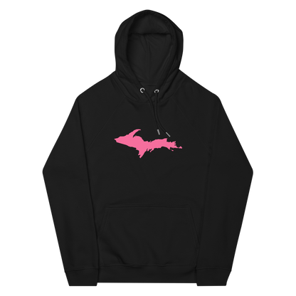 Michigan Upper Peninsula Hoodie (w/ Pink UP Outline) | Unisex Organic