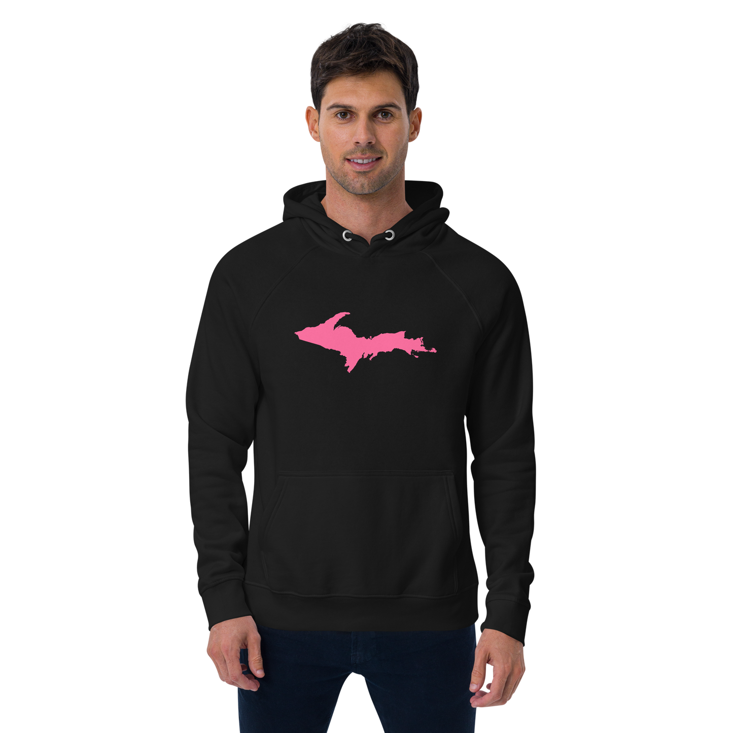 Michigan Upper Peninsula Hoodie (w/ Pink UP Outline) | Unisex Organic