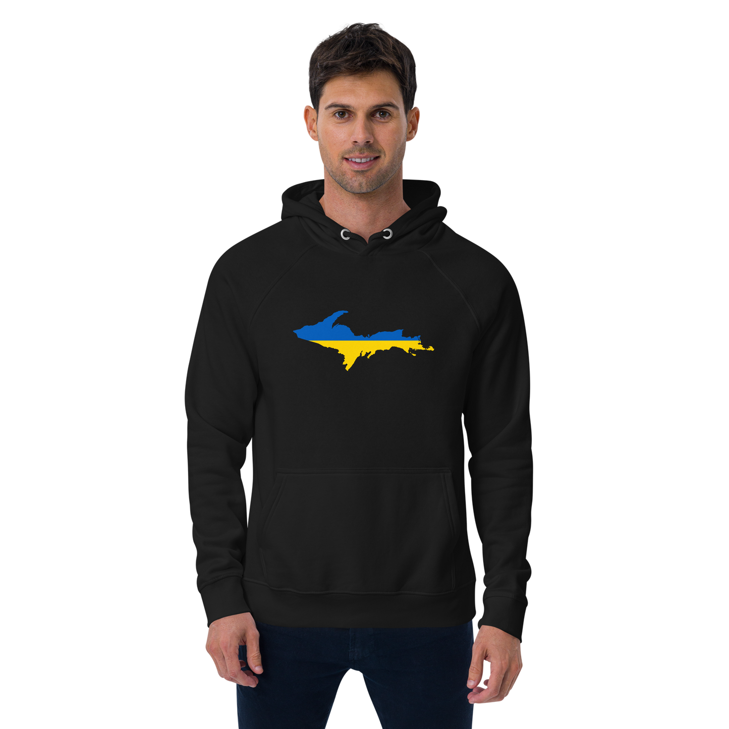 Michigan Upper Peninsula Hoodie (w/ UP Ukraine Flag Outline) | Unisex Organic