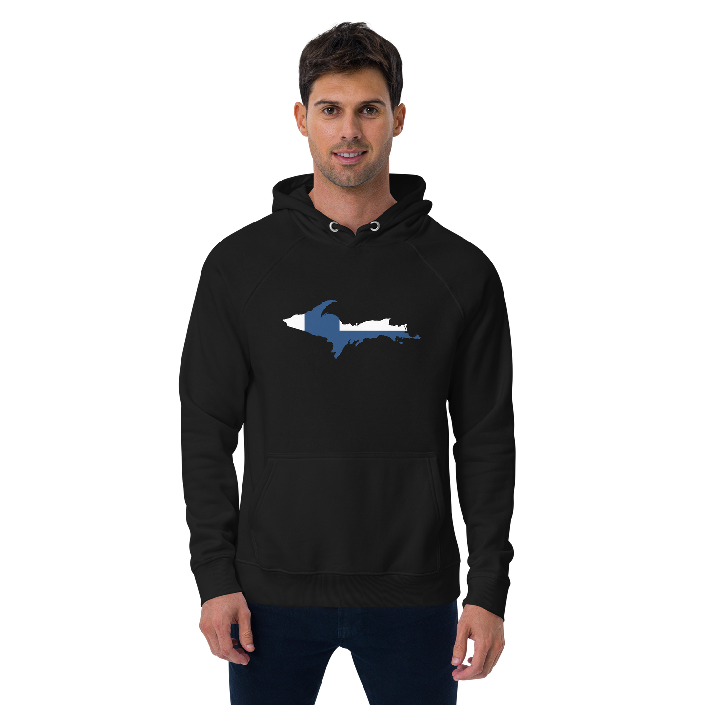 Michigan Upper Peninsula Hoodie (w/ UP Finland Flag Outline) | Unisex Organic