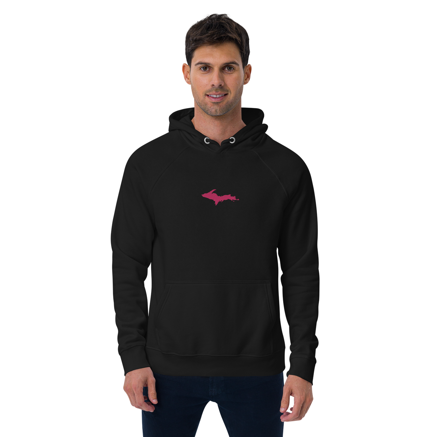 Michigan Upper Peninsula Hoodie (w/ Embroidered Pink UP Outline) | Unisex Organic