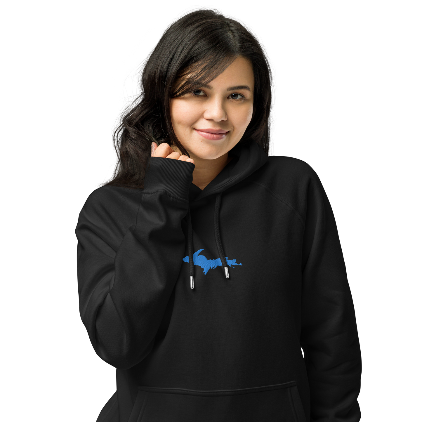 Michigan Upper Peninsula Hoodie (w/ Embroidered Azure UP Outline) | Unisex Organic