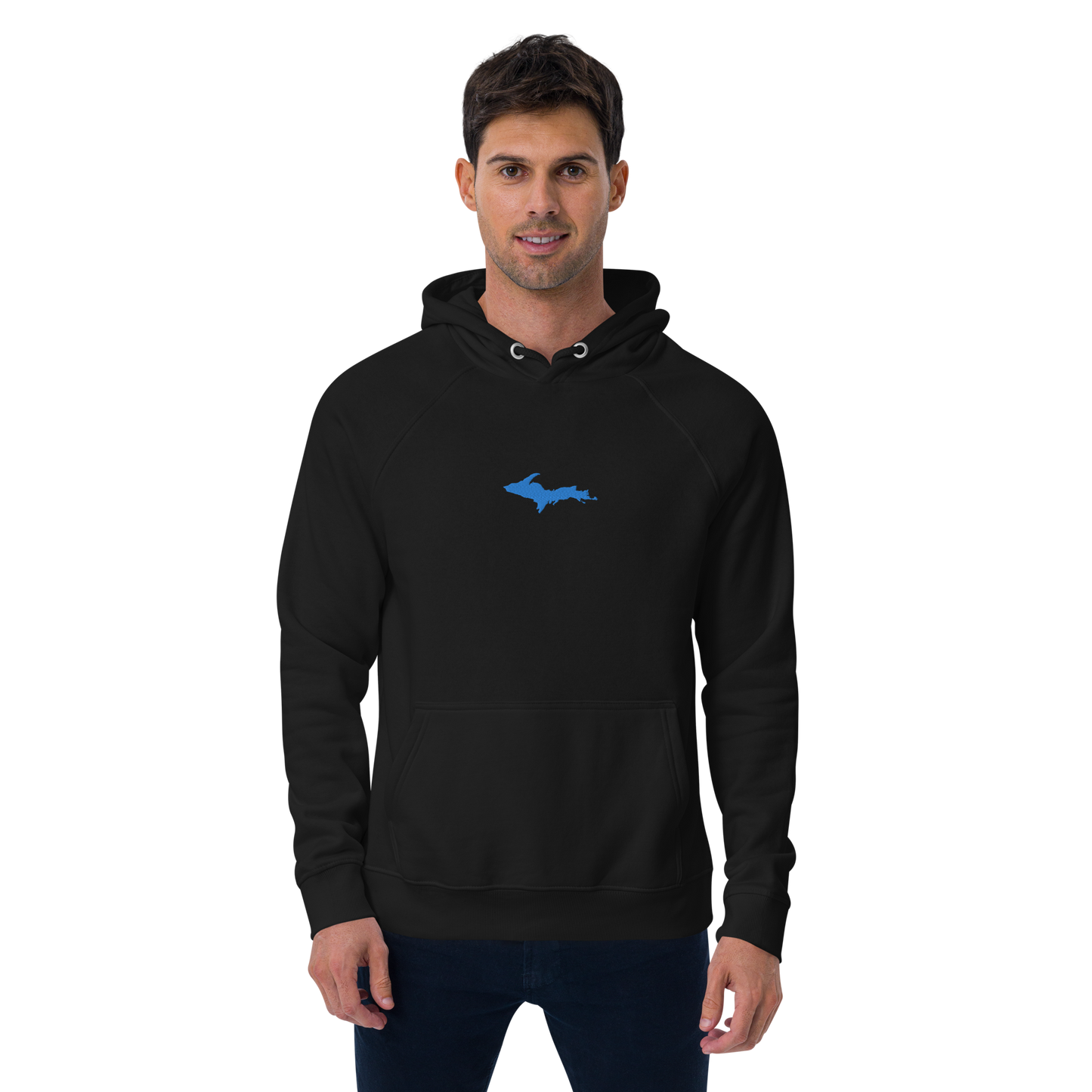 Michigan Upper Peninsula Hoodie (w/ Embroidered Azure UP Outline) | Unisex Organic