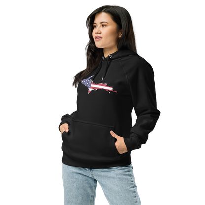 Michigan Upper Peninsula Hoodie (w/ MI USA Flag Outline) | Unisex Organic