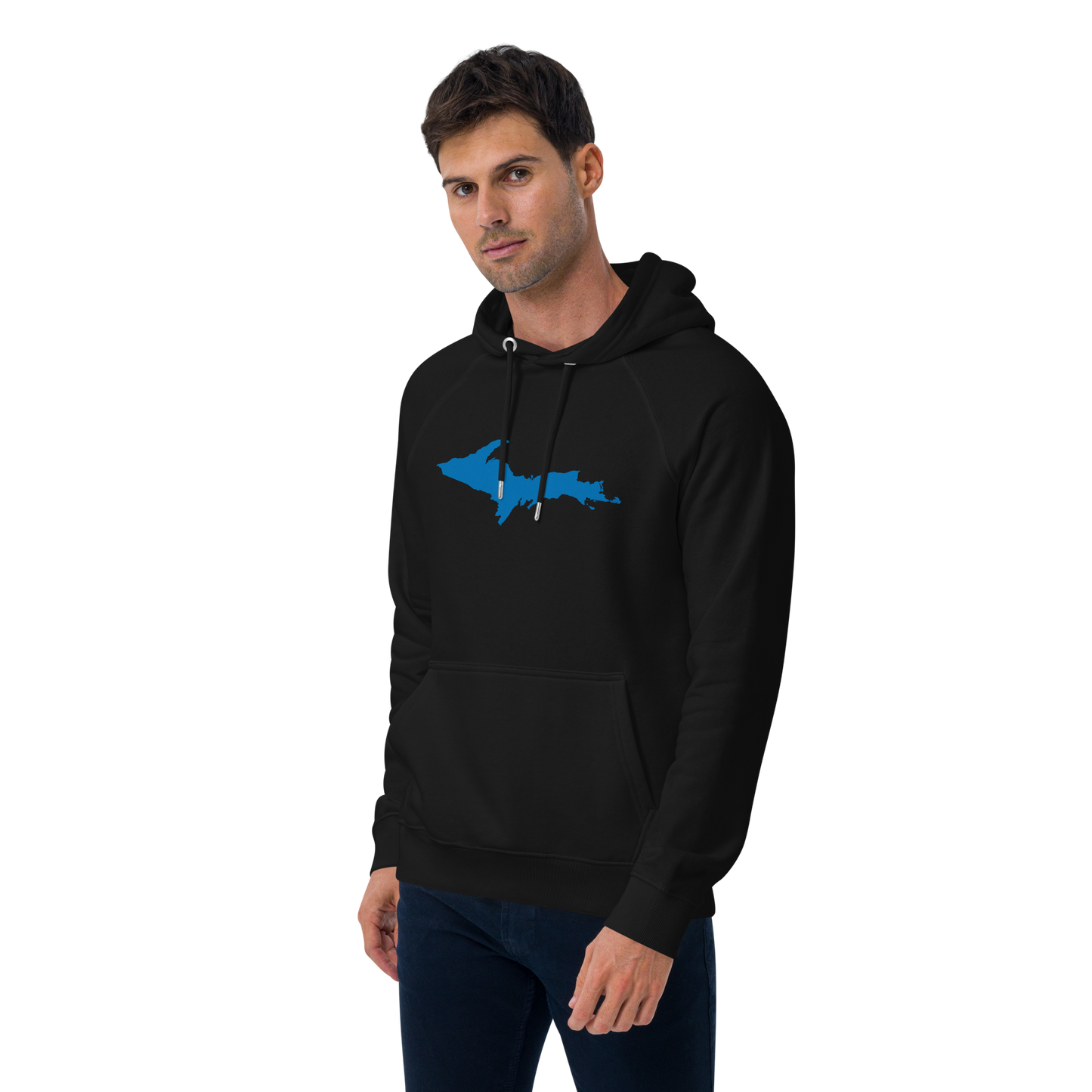 Michigan Upper Peninsula Hoodie (w/ Azure UP Outline) | Unisex Organic