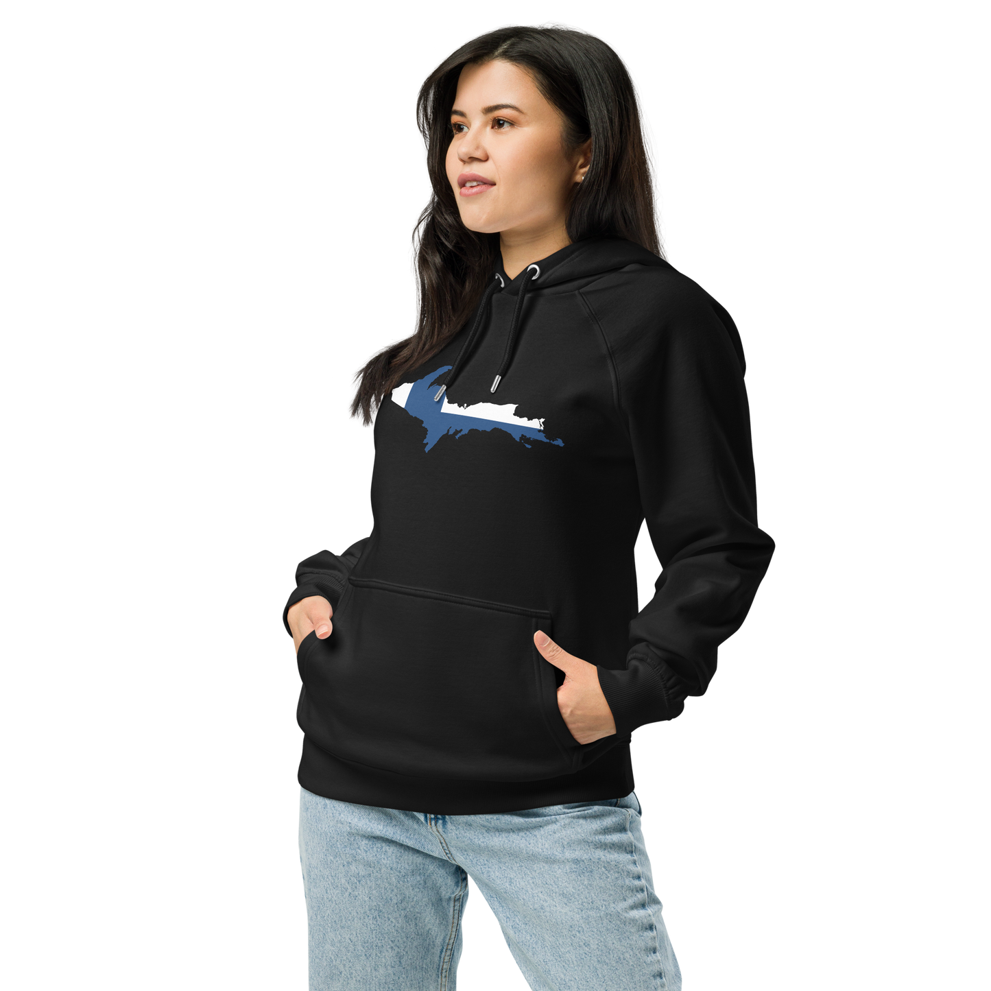 Michigan Upper Peninsula Hoodie (w/ UP Finland Flag Outline) | Unisex Organic