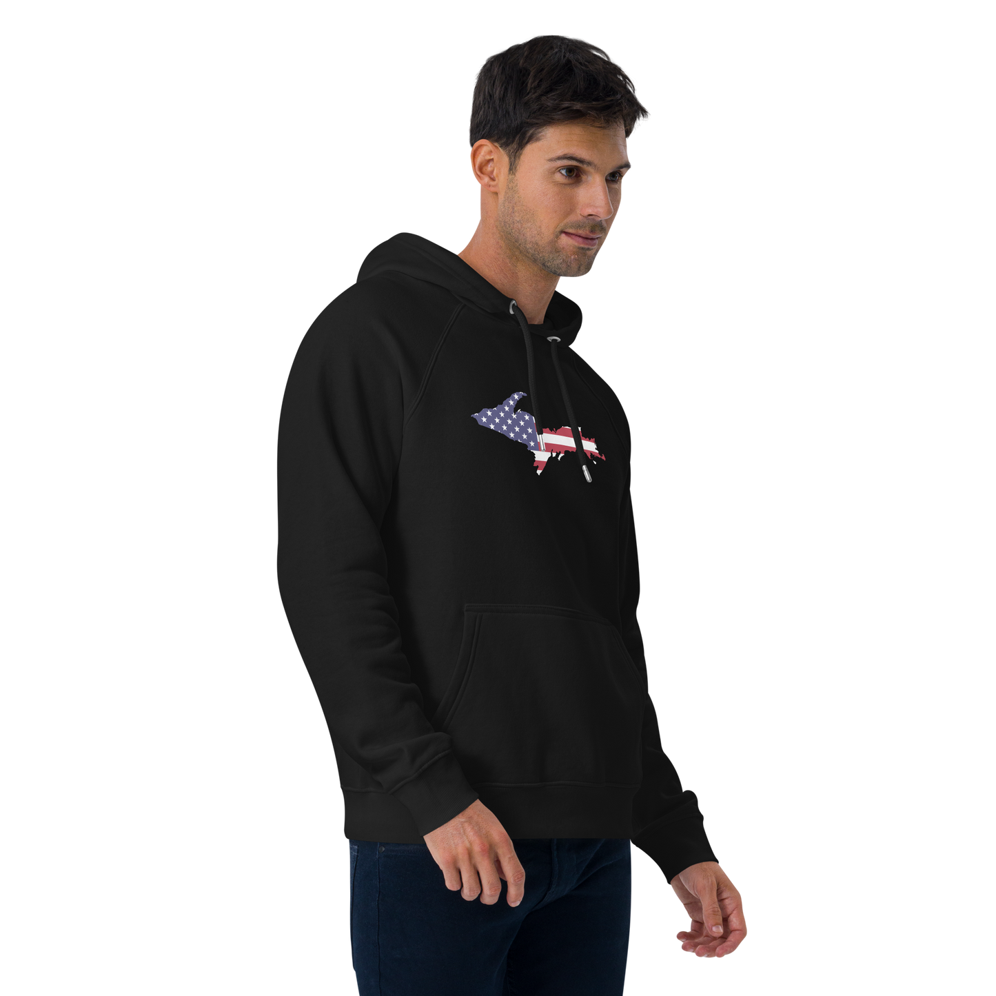 Michigan Upper Peninsula Hoodie (w/ MI USA Flag Outline) | Unisex Organic