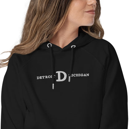 'Detroit Michigan' Hoodie (w/Old French D' | Unisex Organic Raglan