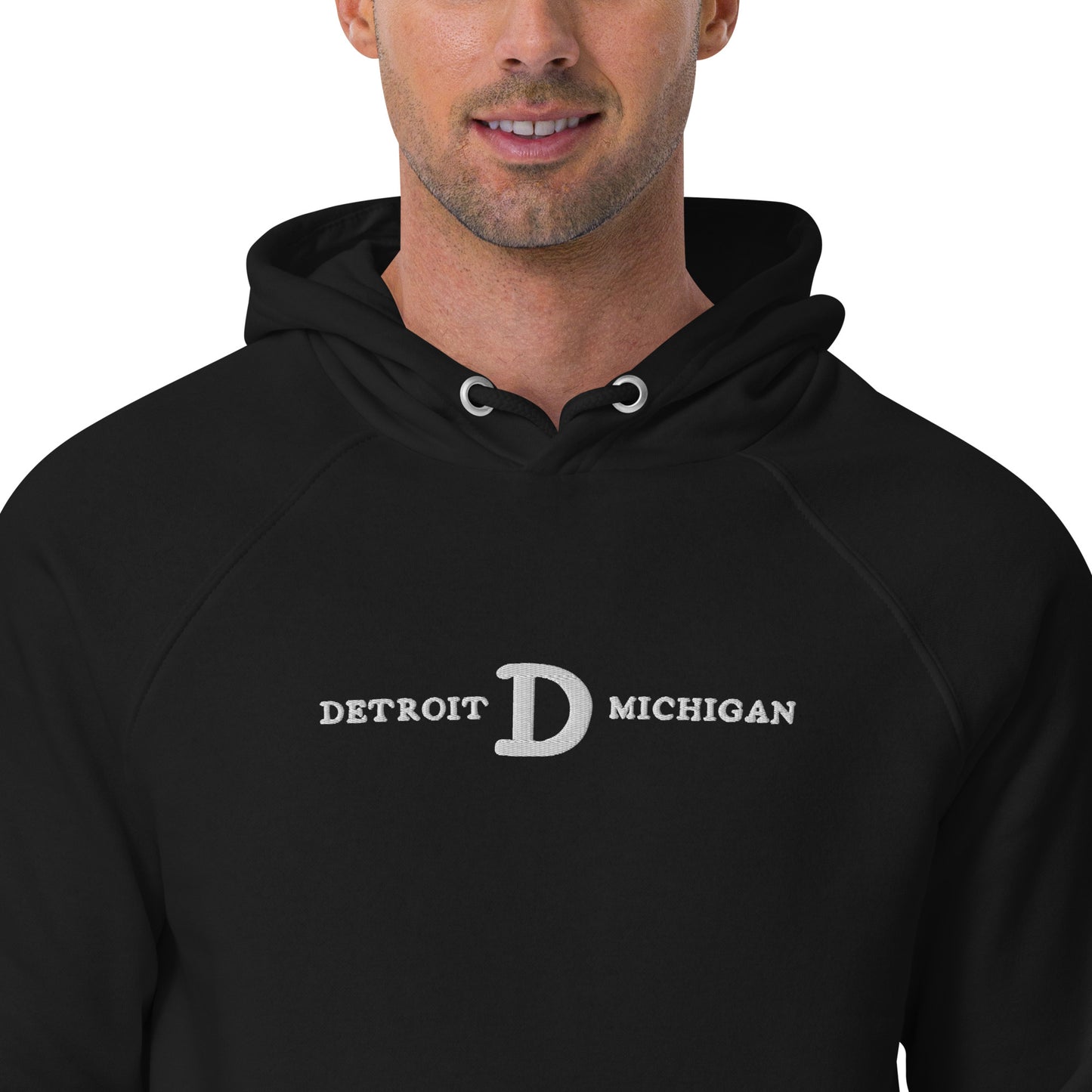 'Detroit Michigan' Hoodie (w/Old French D' | Unisex Organic Raglan