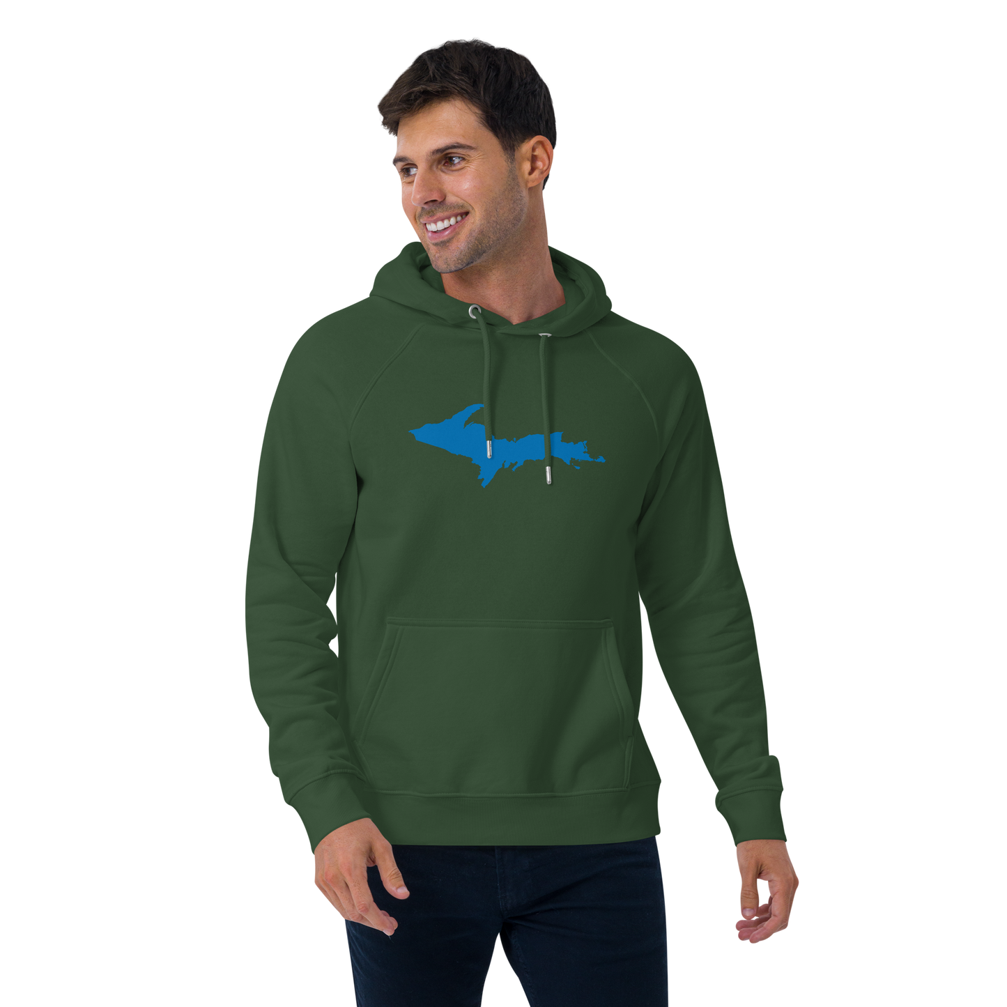 Michigan Upper Peninsula Hoodie (w/ Azure UP Outline) | Unisex Organic