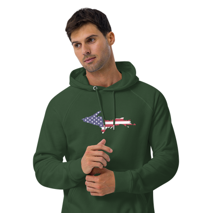 Michigan Upper Peninsula Hoodie (w/ MI USA Flag Outline) | Unisex Organic