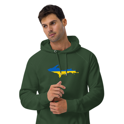 Michigan Upper Peninsula Hoodie (w/ UP Ukraine Flag Outline) | Unisex Organic