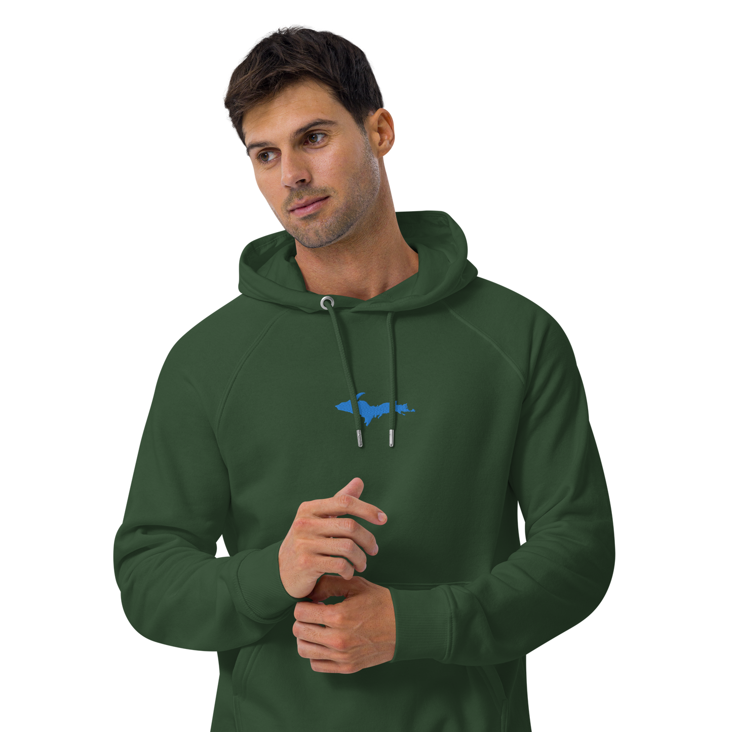 Michigan Upper Peninsula Hoodie (w/ Embroidered Azure UP Outline) | Unisex Organic