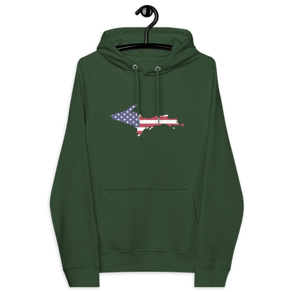 Michigan Upper Peninsula Hoodie (w/ MI USA Flag Outline) | Unisex Organic