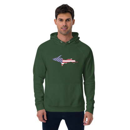 Michigan Upper Peninsula Hoodie (w/ MI USA Flag Outline) | Unisex Organic