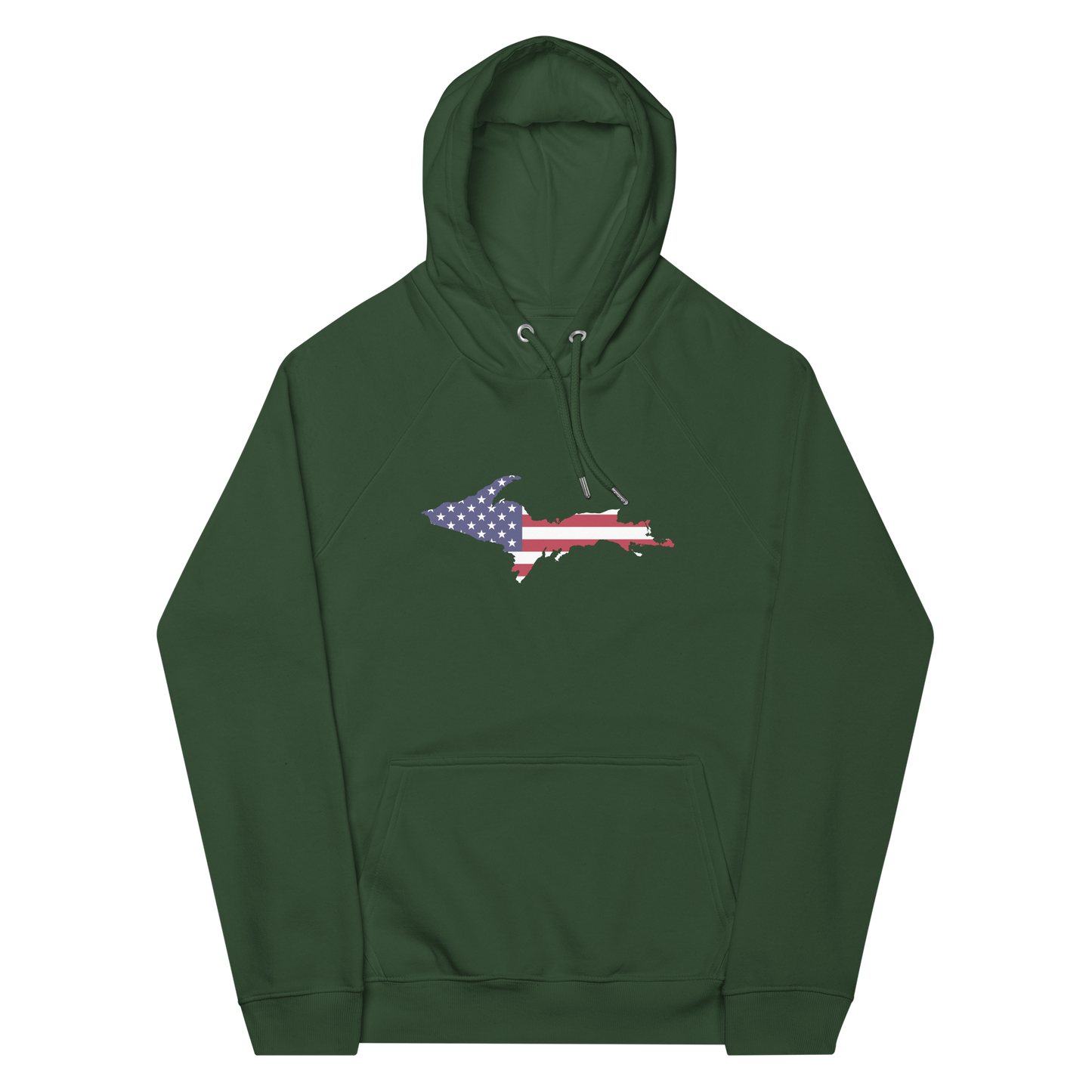 Michigan Upper Peninsula Hoodie (w/ MI USA Flag Outline) | Unisex Organic