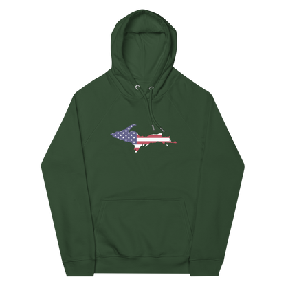 Michigan Upper Peninsula Hoodie (w/ MI USA Flag Outline) | Unisex Organic