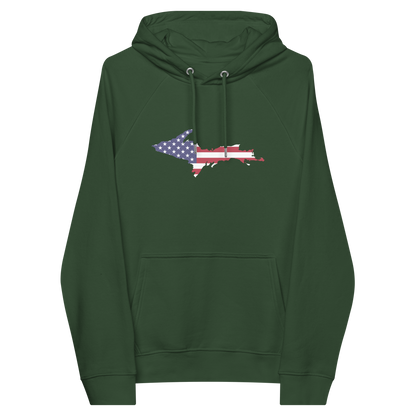 Michigan Upper Peninsula Hoodie (w/ MI USA Flag Outline) | Unisex Organic