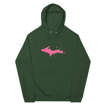 Michigan Upper Peninsula Hoodie (w/ Pink UP Outline) | Unisex Organic