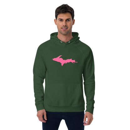 Michigan Upper Peninsula Hoodie (w/ Pink UP Outline) | Unisex Organic