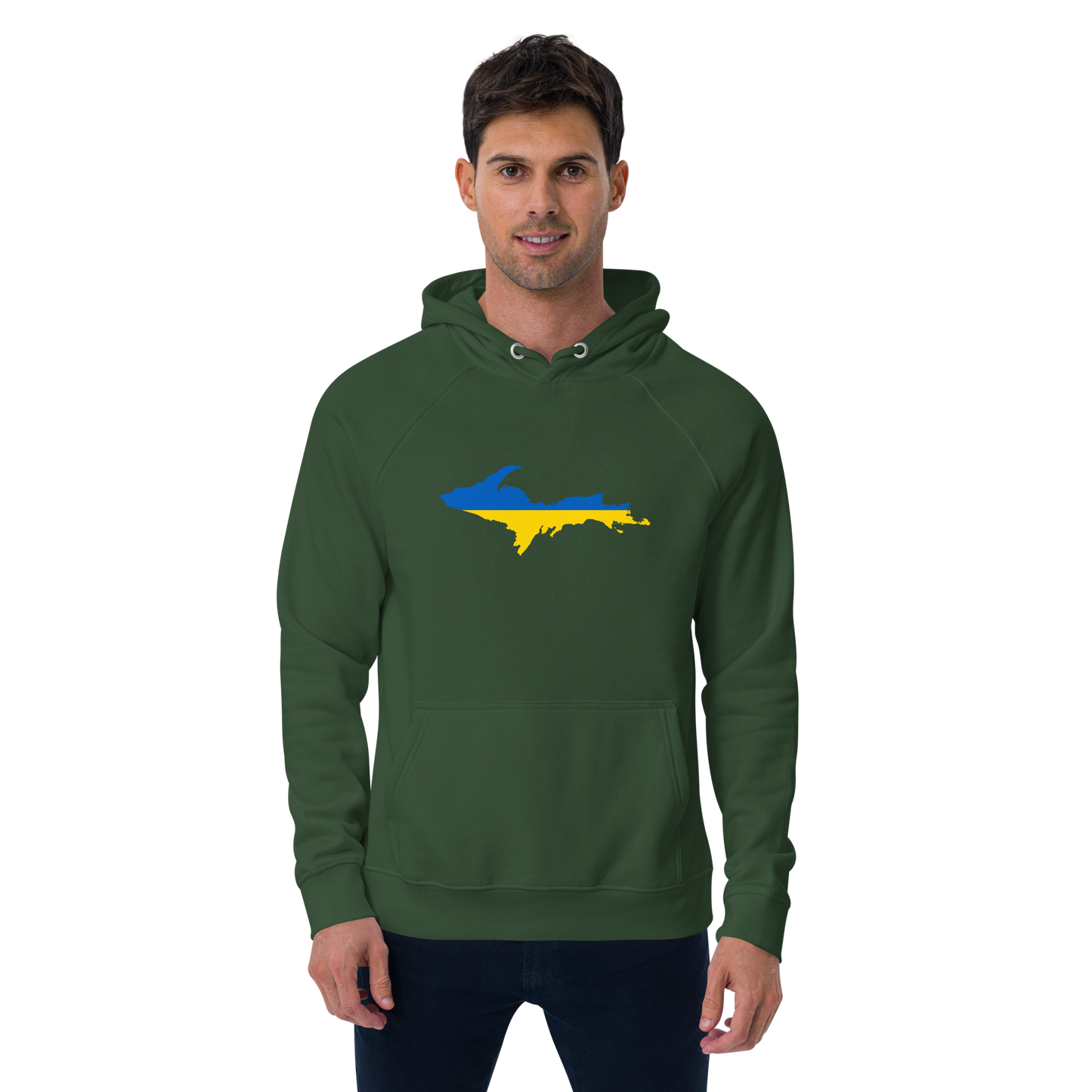 Michigan Upper Peninsula Hoodie (w/ UP Ukraine Flag Outline) | Unisex Organic