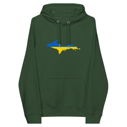 Michigan Upper Peninsula Hoodie (w/ UP Ukraine Flag Outline) | Unisex Organic