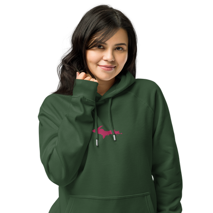 Michigan Upper Peninsula Hoodie (w/ Embroidered Pink UP Outline) | Unisex Organic