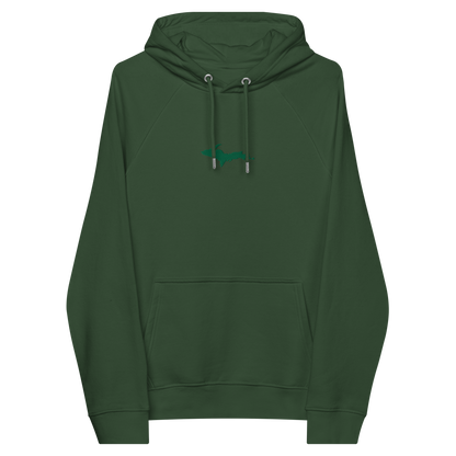 Michigan Upper Peninsula Hoodie (w/ Embroidered Green UP Outline) | Unisex Organic