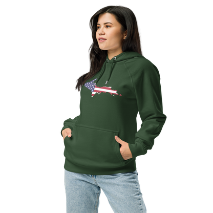 Michigan Upper Peninsula Hoodie (w/ MI USA Flag Outline) | Unisex Organic