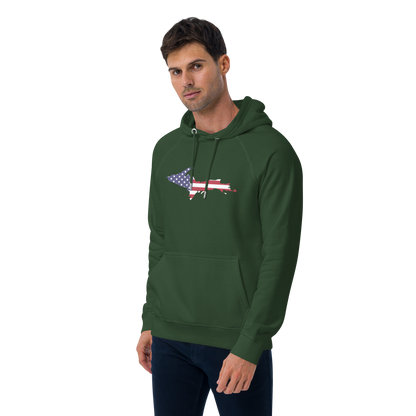 Michigan Upper Peninsula Hoodie (w/ MI USA Flag Outline) | Unisex Organic