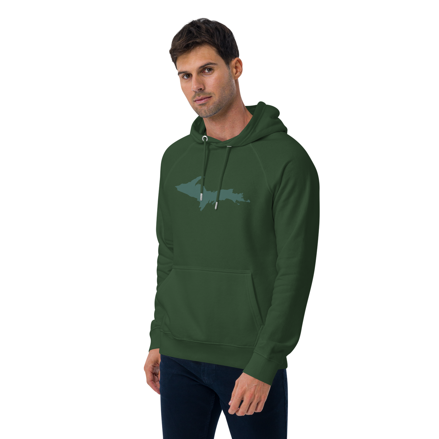 Michigan Upper Peninsula Hoodie (w/ Green UP Outline) | Organic Unisex