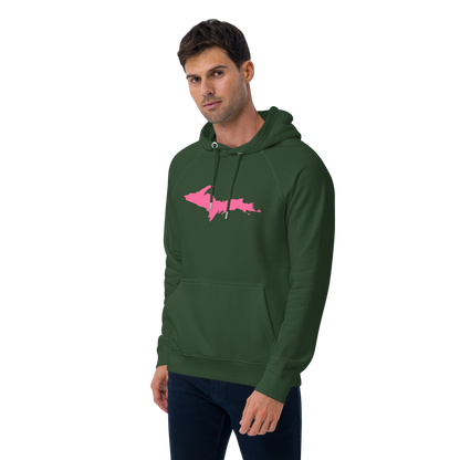 Michigan Upper Peninsula Hoodie (w/ Pink UP Outline) | Unisex Organic