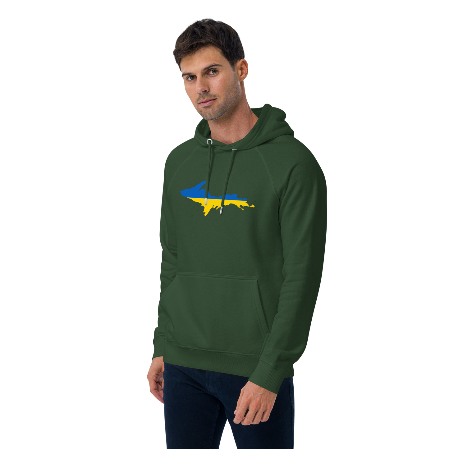 Michigan Upper Peninsula Hoodie (w/ UP Ukraine Flag Outline) | Unisex Organic