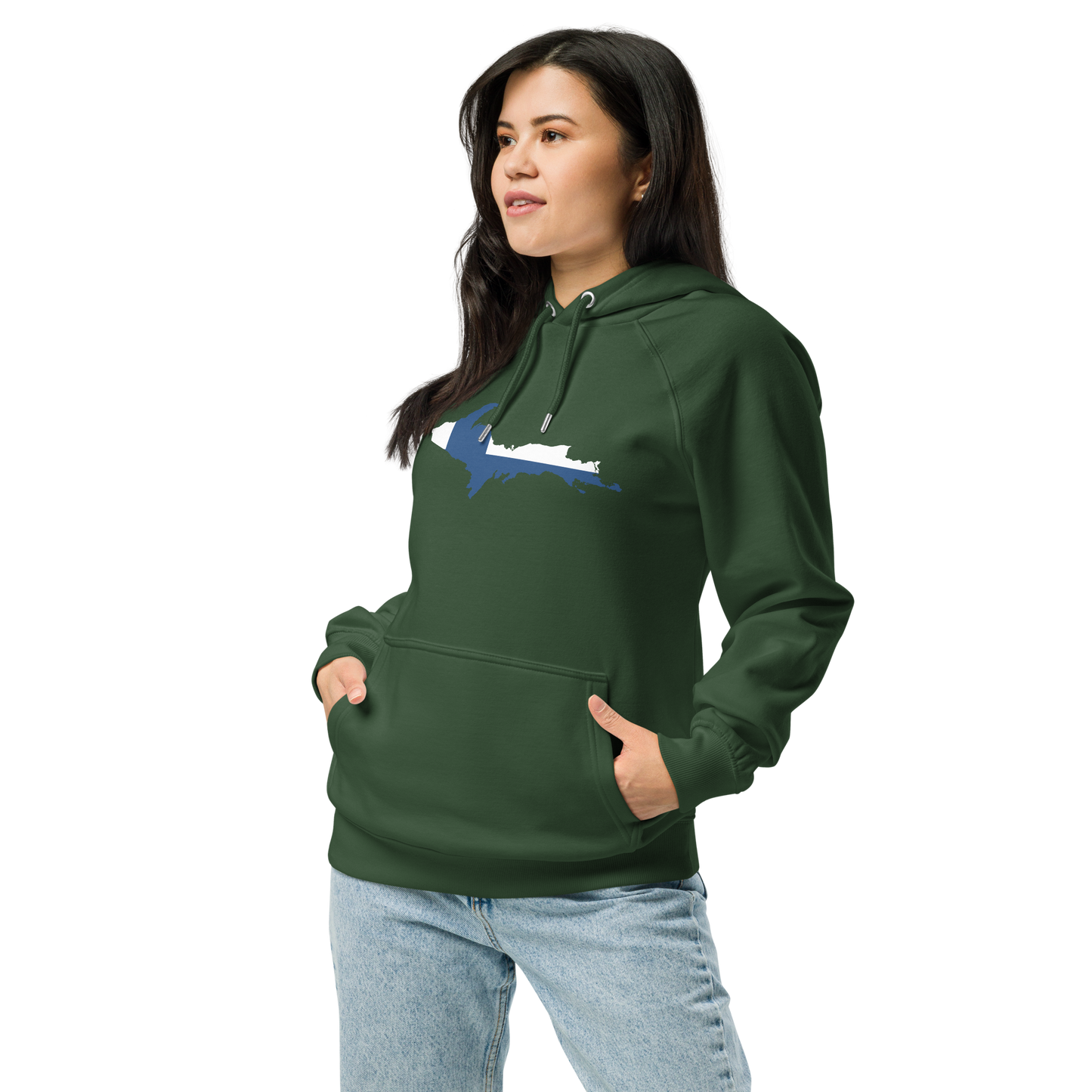 Michigan Upper Peninsula Hoodie (w/ UP Finland Flag Outline) | Unisex Organic