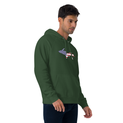 Michigan Upper Peninsula Hoodie (w/ MI USA Flag Outline) | Unisex Organic