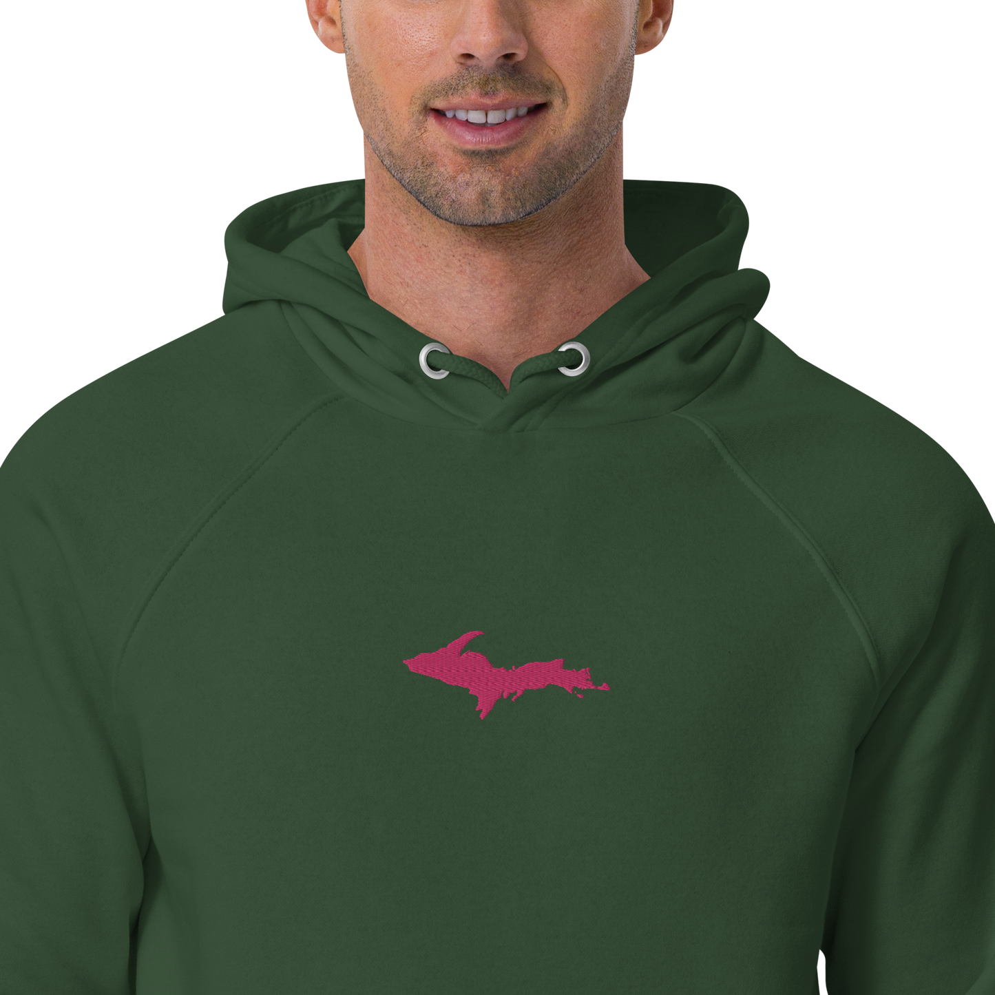 Michigan Upper Peninsula Hoodie (w/ Embroidered Pink UP Outline) | Unisex Organic