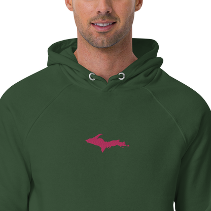 Michigan Upper Peninsula Hoodie (w/ Embroidered Pink UP Outline) | Unisex Organic